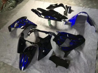 Cheapest 2000-2001 Glossy Black Blue Flame Kawasaki ZX9R Moto Fairings UK