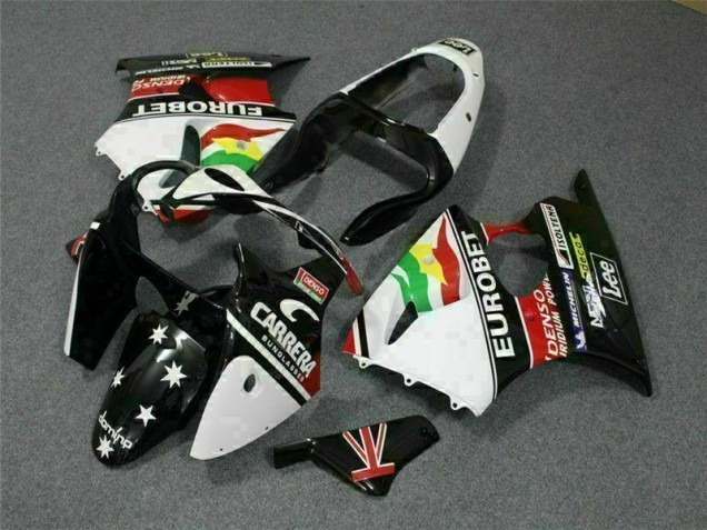 Cheapest 2000-2002 Black White Eurobet Kawasaki ZX6R Bike Fairing UK