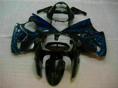 Cheapest 2000-2002 Black with Blue Flame Kawasaki ZX6R Motorbike Fairings UK