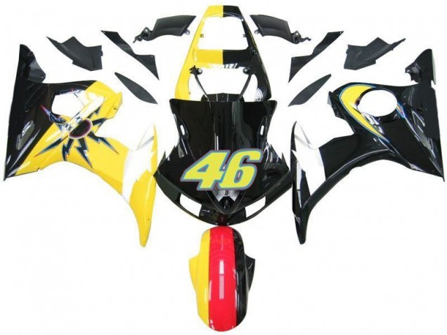 Cheapest 2003-2005 Black Yellow No. 46 Yamaha YZF R6 Motorcycle Fairings UK