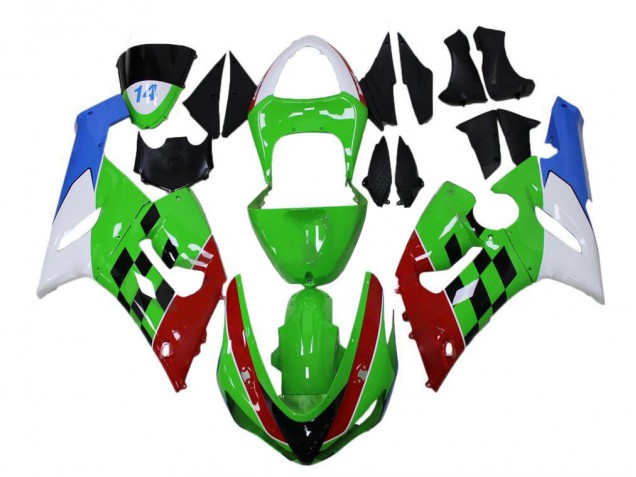 Cheapest 2005-2006 Green Red White Blue Kawasaki ZX6R Bike Fairings UK