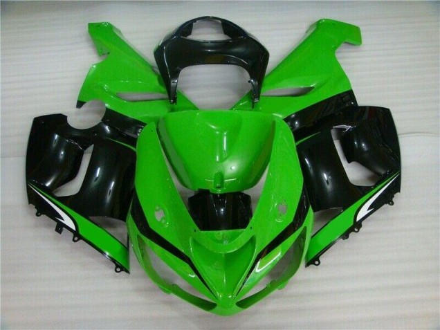 Cheapest 2005-2006 Green White Black Kawasaki ZX6R Motorcyle Fairings UK