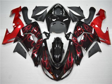 Cheapest 2006-2007 Red Flame Kawasaki ZX10R Motorcycle Fairings Kit UK