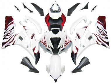 Cheapest 2006-2007 White Red Flame Yamaha YZF R6 Motorcycle Fairing UK