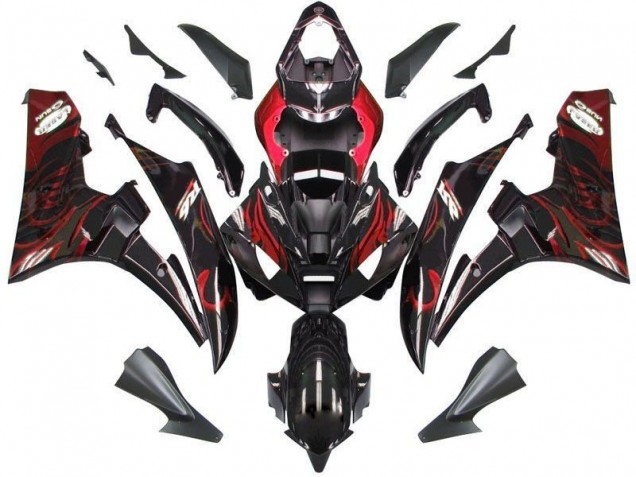 Cheapest 2006-2007 Black Red Flame Yamaha YZF R6 Bike Fairing UK