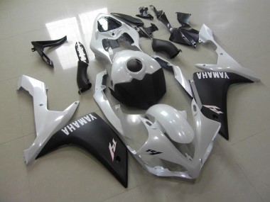 Cheapest 2007-2008 Pearl White Matte Black Yamaha YZF R1 Replacement Motorcycle Fairings UK