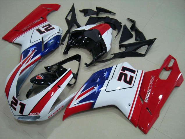 Cheapest 2007-2014 Black White Red 21 Ducati 848 1098 1198 Motor Fairings UK