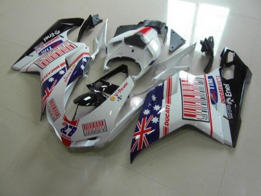 Cheapest 2007-2014 White Blue Red Ducati 848 1098 1198 Bike Fairings UK