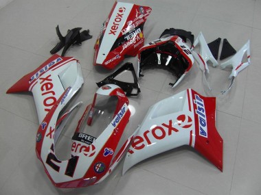 Cheapest 2007-2014 White Red Xerox Ducati 848 1098 1198 Bike Fairing UK