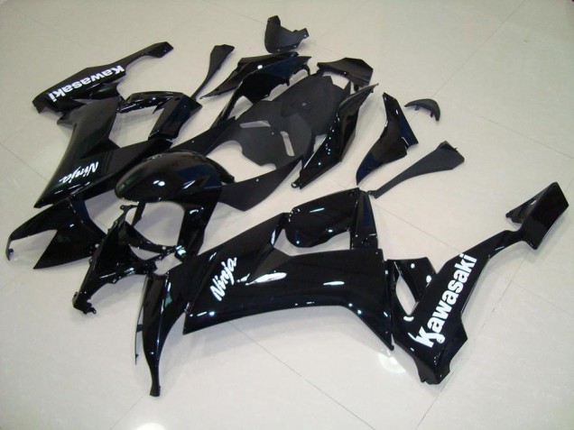 Cheapest 2008-2010 Glossy Black with White Sticker Kawasaki ZX10R Motorcycle Fairing Kit UK