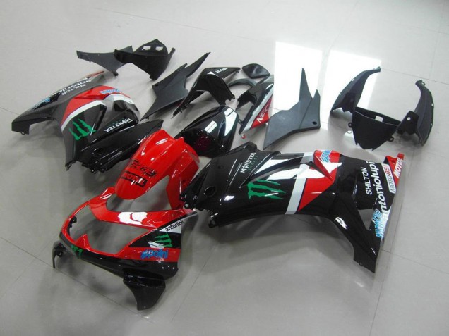 Cheapest 2008-2012 Red and Black Monster Kawasaki ZX250R Bike Fairings UK