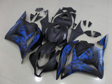 Cheapest 2009-2012 Matte Black Blue Skull Honda CBR600RR Motorcycle Fairings Kit UK