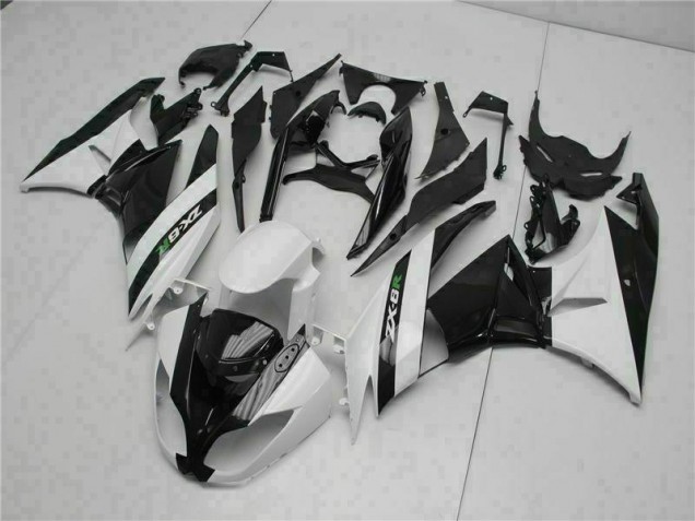 Cheapest 2009-2012 Black White Kawasaki ZX6R Motorcycle Fairings UK