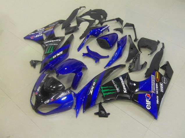 Cheapest 2009-2012 Blue Monster Kawasaki ZX6R Bike Fairing Kit UK