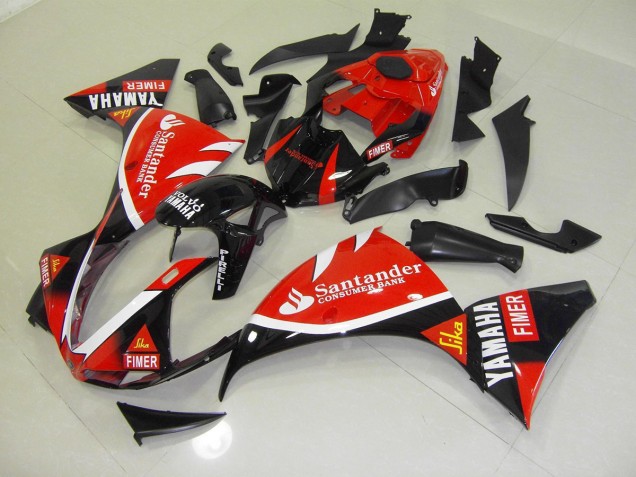 Cheapest 2012-2014 Red Black Santander Yamaha YZF R1 Motorbike Fairing Kits UK