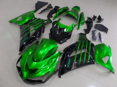 Cheapest 2012-2021 Candy Green and Black Kawasaki ZX14R ZZR1400 Motorcycle Fairings Kits UK