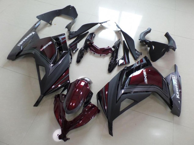 Cheapest 2013-2016 Dark Red and Grey Kawasaki ZX300R Motorcycle Fairings UK