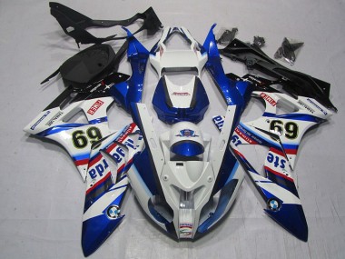 Cheapest 2009-2014 White Blue Sterilgarda 69 BMW S1000RR Motor Fairings UK