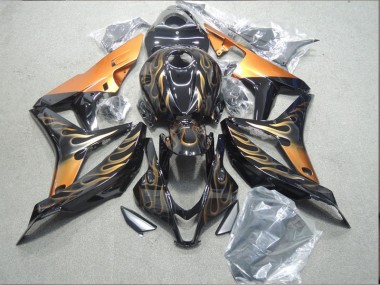 Cheapest 2007-2008 Black Orange Flame Honda CBR600RR Motorcycle Fairing UK