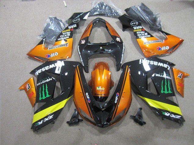 Cheapest 2006-2007 Black Orange Monster Kawasaki ZX10R Motorcycle Fairing Kits UK