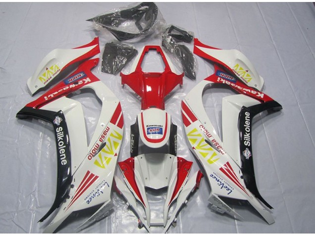 Cheapest 2011-2015 White Red Silkolene Kawasaki ZX10R Motorcycle Fairings Kit UK