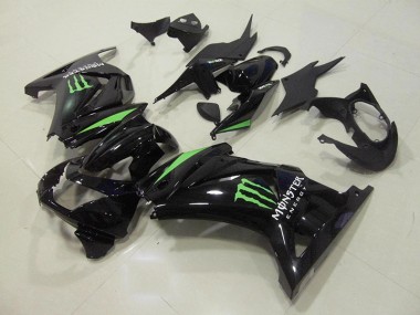 Cheapest 2008-2012 Black Green Monster Energy Kawasaki ZX250R Motorcycle Fairings Kit UK