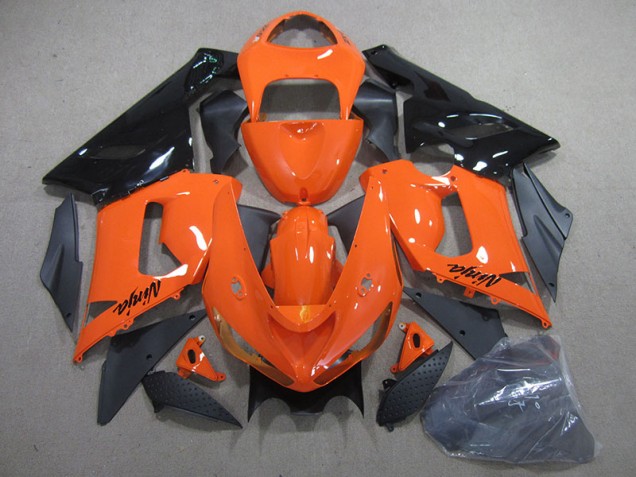 Cheapest 2005-2006 Orange Black Ninja Kawasaki ZX6R Motorcylce Fairings UK