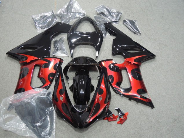 Cheapest 2005-2006 Black Red Kawasaki ZX6R Motorcycle Fairings UK