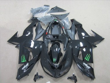 Cheapest 2007-2008 Black Ninja Green Monster Kawasaki ZX6R Bike Fairing Kit UK