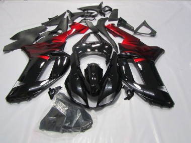 Cheapest 2007-2008 Black Red Kawasaki ZX6R Motorcycle Fairings Kit UK