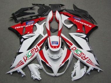 Cheapest 2009-2012 White Red Rapid Kawasaki ZX6R Motorcycle Fairing UK