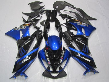 Cheapest 2009-2012 Black Blue Monster Kawasaki ZX6R Motorcycle Fairing Kit UK