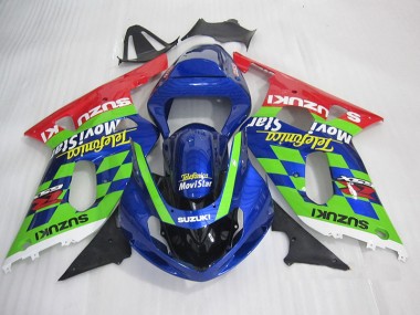 Cheapest 2001-2003 Blue Green Red Telefumia Movistar Suzuki GSXR600 Motorbike Fairing UK