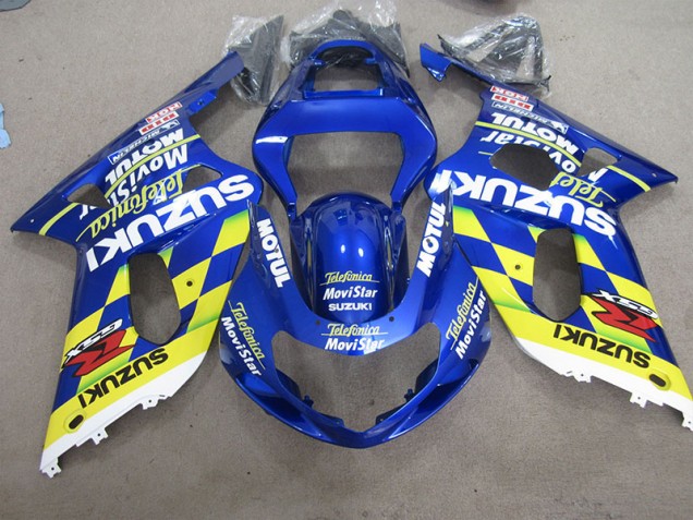 Cheapest 2001-2003 Blue Yellow Telefumia Movistar Suzuki GSXR600 Motor Bike Fairings UK